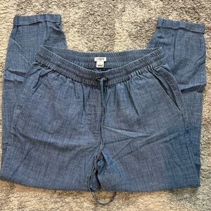 J. Crew Blue Drawstring Chambray Pants Woman Size 6